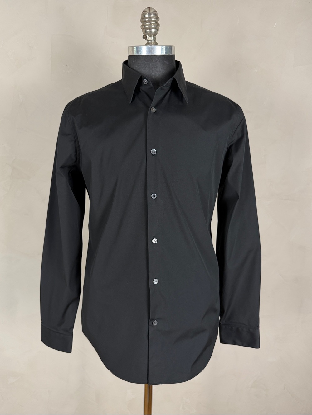 Theory Sylvain Kenai Men’s Black Stretch Cotton Button Down Shirt Large L